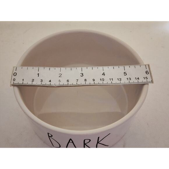 DOG BOWL-RAE DUNN-"Bark"-Ceramic-Light Cream-6" Diameter-2.75" High - Picture 9 of 10
